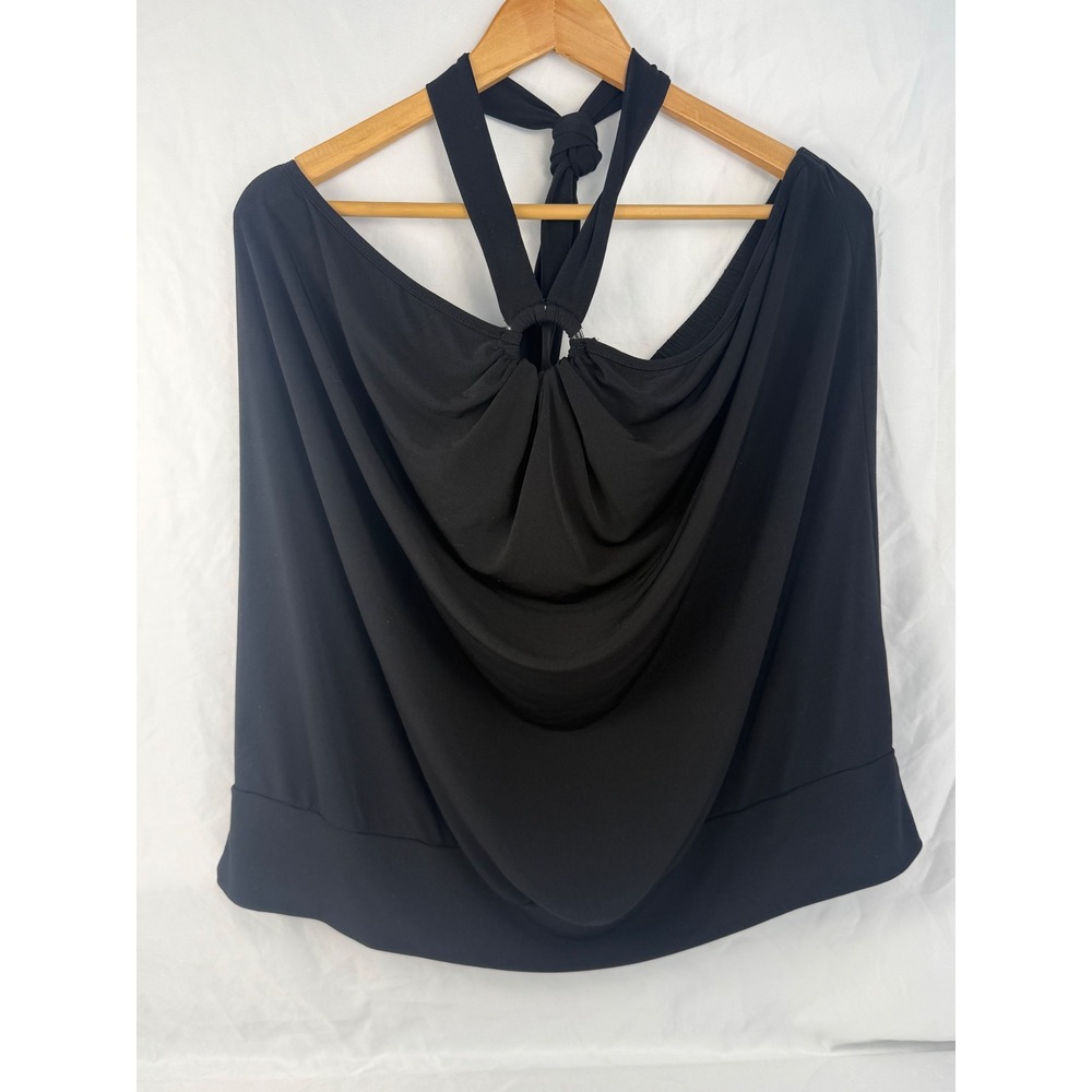 Torrid Black Halter Neck Draped Cowl O-Ring Banded Hem Top Size 4 UP1855